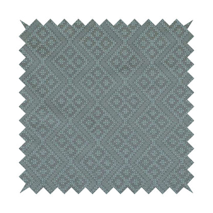 Trellis Geometric Symmetry Pattern Soft Boucle Textured Chenille Material Blue Grey Colour Upholstery Fabrics JO-1084
