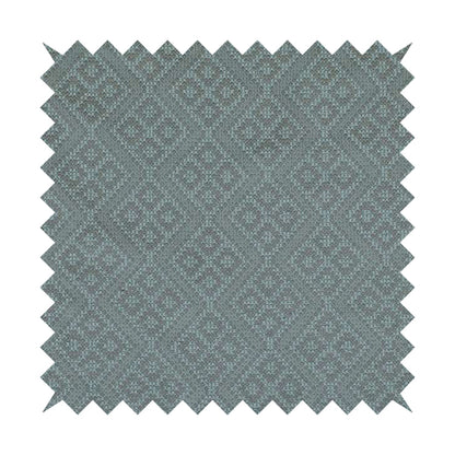 Trellis Geometric Symmetry Pattern Soft Boucle Textured Chenille Material Blue Grey Colour Upholstery Fabrics JO-1084 - Made To Measure Curtains