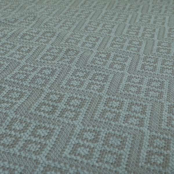 Trellis Geometric Symmetry Pattern Soft Boucle Textured Chenille Material Blue Grey Colour Upholstery Fabrics JO-1084