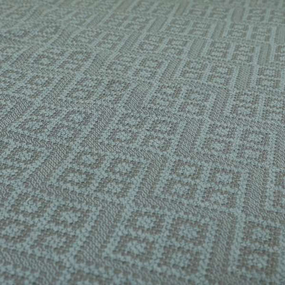 Trellis Geometric Symmetry Pattern Soft Boucle Textured Chenille Material Blue Grey Colour Upholstery Fabrics JO-1084 - Made To Measure Curtains