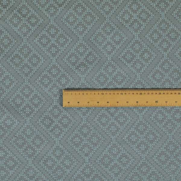 Trellis Geometric Symmetry Pattern Soft Boucle Textured Chenille Material Blue Grey Colour Upholstery Fabrics JO-1084 - Roman Blinds