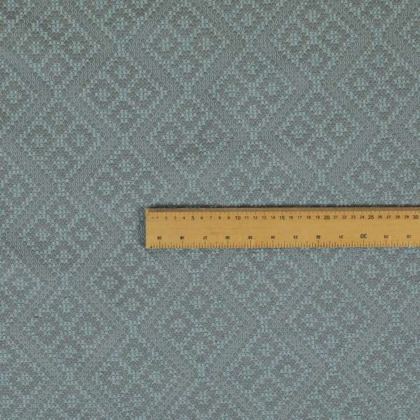 Trellis Geometric Symmetry Pattern Soft Boucle Textured Chenille Material Blue Grey Colour Upholstery Fabrics JO-1084