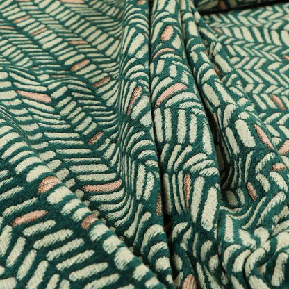 Pink Teal Colour Small Pattern Soft Chenille Upholstery Fabric JO-1087 - Made To Measure Curtains