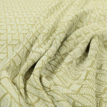 Cream Gold Colour Textured Geometric Pattern Soft Chenille Upholstery Fabric JO-1088 - Made To Measure Curtains