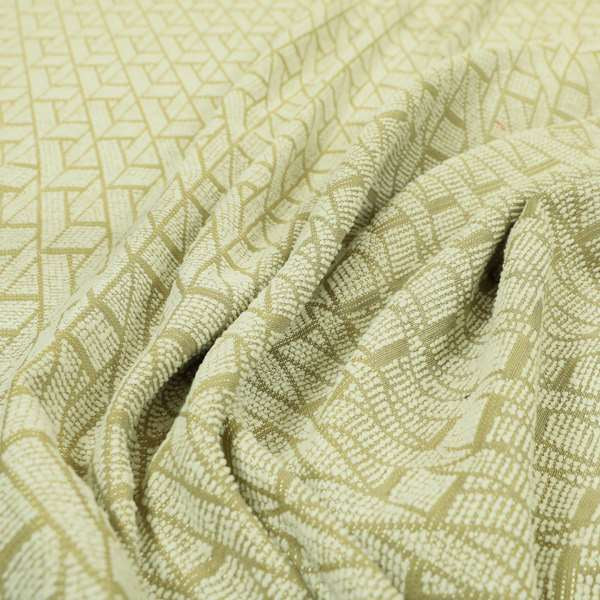 Cream Gold Colour Textured Geometric Pattern Soft Chenille Upholstery Fabric JO-1088