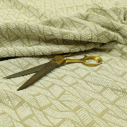 Cream Gold Colour Textured Geometric Pattern Soft Chenille Upholstery Fabric JO-1088 - Handmade Cushions