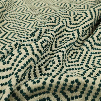 Teal Colour Modern Geometric Pattern Chenille Upholstery Fabric JO-1090 - Handmade Cushions