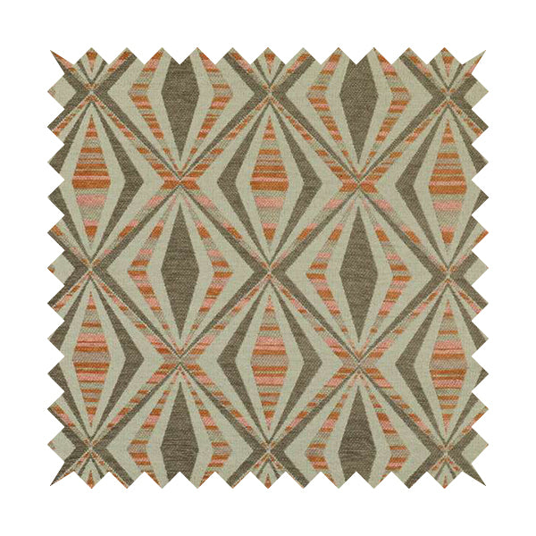 Geometric Modern Pattern In Brown Colour Chenille Upholstery Fabric JO-1092 - Made To Measure Curtains