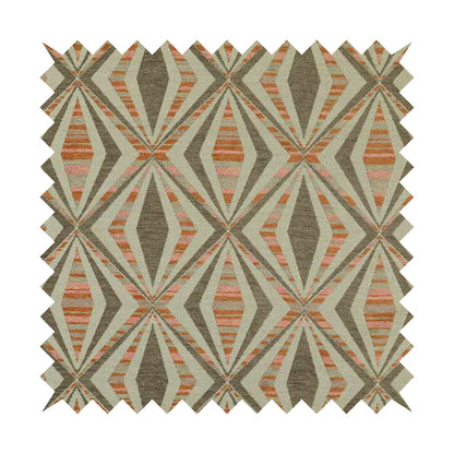 Geometric Modern Pattern In Brown Colour Chenille Upholstery Fabric JO-1092 - Made To Measure Curtains