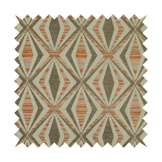 Geometric Modern Pattern In Brown Colour Chenille Upholstery Fabric JO-1092