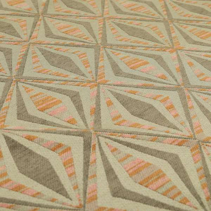 Geometric Modern Pattern In Brown Colour Chenille Upholstery Fabric JO-1092