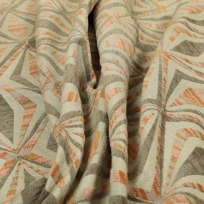 Geometric Modern Pattern In Brown Colour Chenille Upholstery Fabric JO-1092 - Roman Blinds