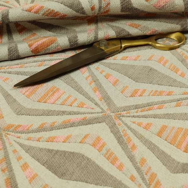 Geometric Modern Pattern In Brown Colour Chenille Upholstery Fabric JO-1092 - Made To Measure Curtains