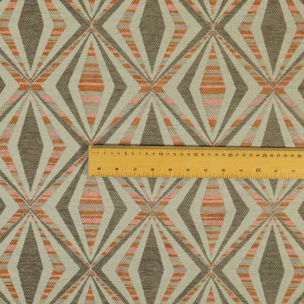 Geometric Modern Pattern In Brown Colour Chenille Upholstery Fabric JO-1092 - Made To Measure Curtains