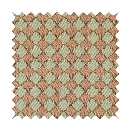 Hexagon Medallion Pattern Pink Cream Colour Chenille Upholstery Fabric JO-1093