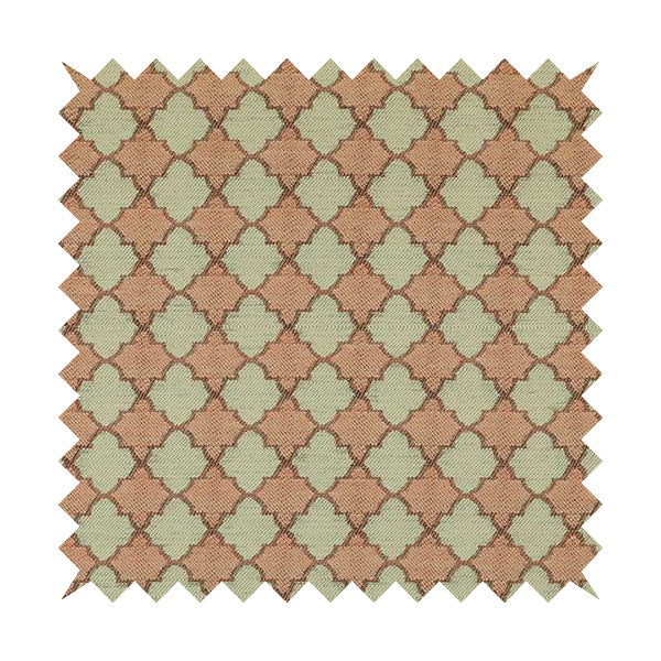 Hexagon Medallion Pattern Pink Cream Colour Chenille Upholstery Fabric JO-1093 - Made To Measure Curtains