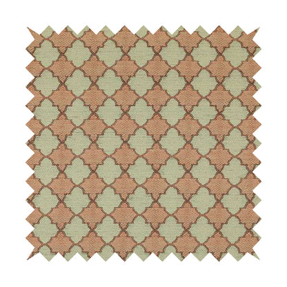 Hexagon Medallion Pattern Pink Cream Colour Chenille Upholstery Fabric JO-1093 - Made To Measure Curtains