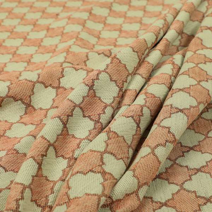 Hexagon Medallion Pattern Pink Cream Colour Chenille Upholstery Fabric JO-1093 - Made To Measure Curtains