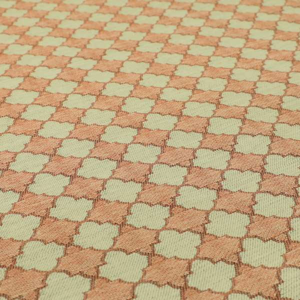 Hexagon Medallion Pattern Pink Cream Colour Chenille Upholstery Fabric JO-1093 - Made To Measure Curtains