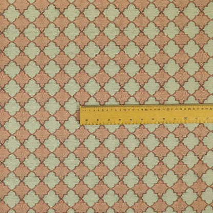 Hexagon Medallion Pattern Pink Cream Colour Chenille Upholstery Fabric JO-1093 - Made To Measure Curtains