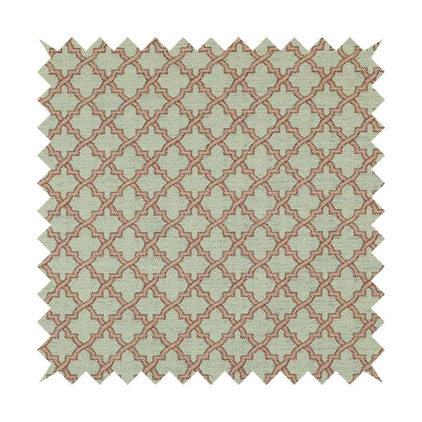 Hexagon Medallion Pattern Cream Pink Colour Chenille Upholstery Fabric JO-1094 - Roman Blinds