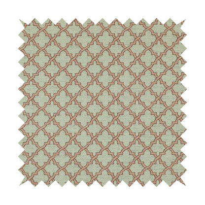 Hexagon Medallion Pattern Cream Pink Colour Chenille Upholstery Fabric JO-1094 - Roman Blinds