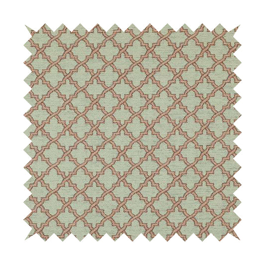 Hexagon Medallion Pattern Cream Pink Colour Chenille Upholstery Fabric JO-1094