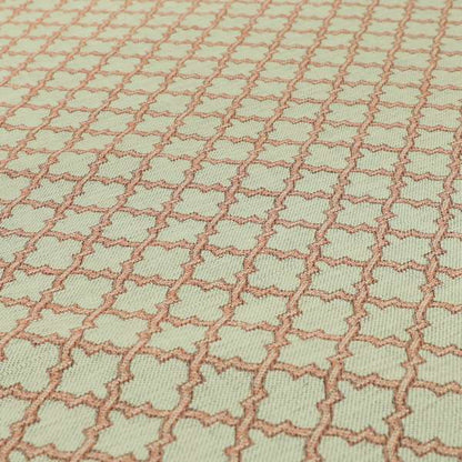 Hexagon Medallion Pattern Cream Pink Colour Chenille Upholstery Fabric JO-1094 - Roman Blinds