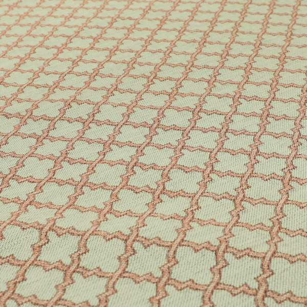 Hexagon Medallion Pattern Cream Pink Colour Chenille Upholstery Fabric JO-1094 - Made To Measure Curtains