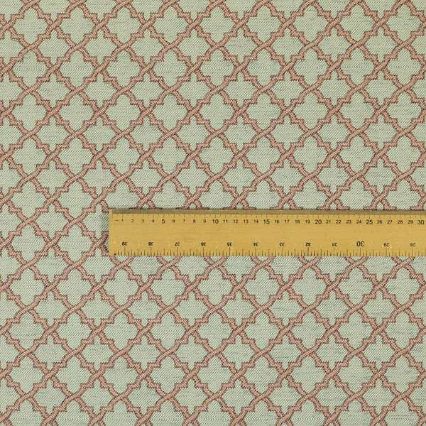 Hexagon Medallion Pattern Cream Pink Colour Chenille Upholstery Fabric JO-1094 - Roman Blinds