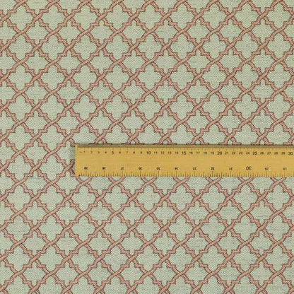 Hexagon Medallion Pattern Cream Pink Colour Chenille Upholstery Fabric JO-1094 - Roman Blinds