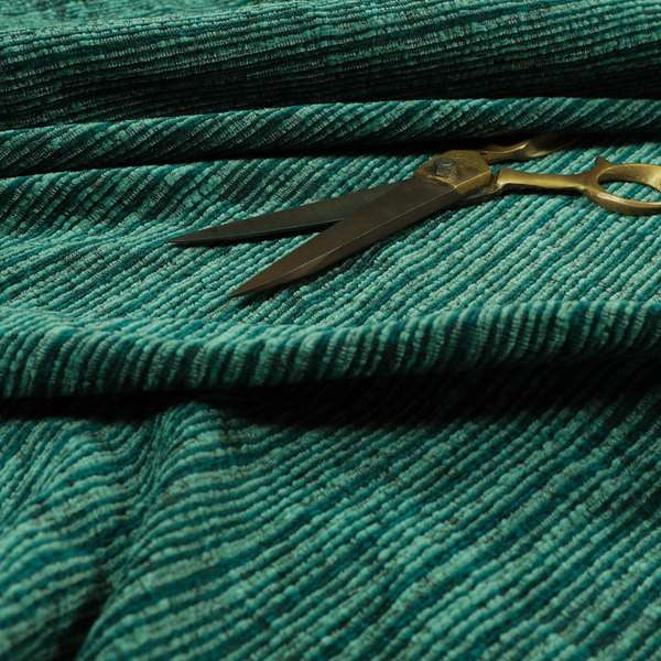 Striped Semi Plain Chenille Blue Teal Colour Upholstery Fabric JO-1097 - Made To Measure Curtains