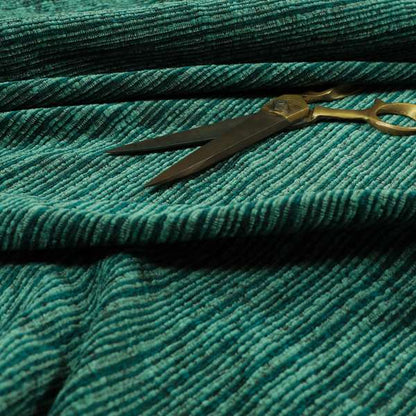 Striped Semi Plain Chenille Blue Teal Colour Upholstery Fabric JO-1097 - Made To Measure Curtains