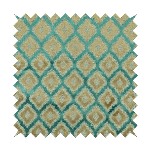 Medallion Uniform Theme Pattern Blue Beige Pattern Cut Velvet Upholstery Fabric JO-1099 - Roman Blinds