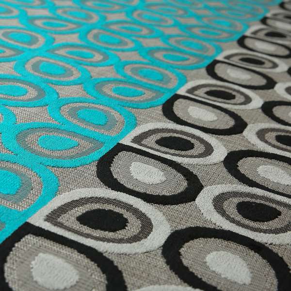 Half Half Black Grey Teal Blue Geometric Round Pattern Fabric Soft Velvet Upholstery Fabric JO-11 - Handmade Cushions