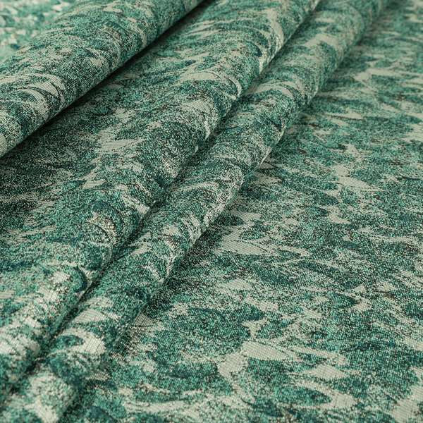 Shine Tone Teal Silver Colour Uniformed Leaf Pattern Chenille Furnishing Upholstery Fabric JO-1100 - Made To Measure Curtains