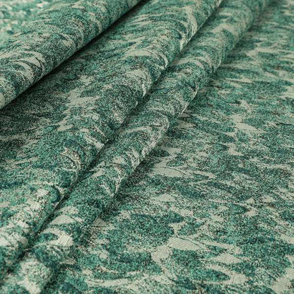 Shine Tone Teal Silver Colour Uniformed Leaf Pattern Chenille Furnishing Upholstery Fabric JO-1100 - Made To Measure Curtains