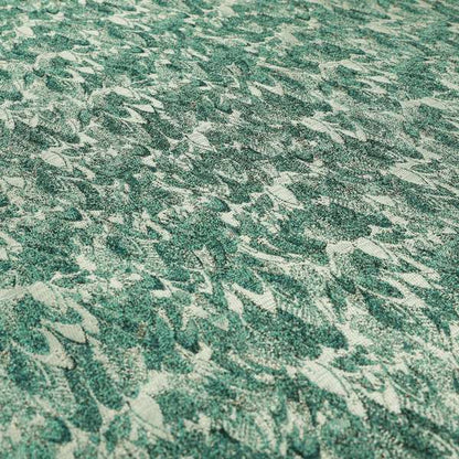 Shine Tone Teal Silver Colour Uniformed Leaf Pattern Chenille Furnishing Upholstery Fabric JO-1100