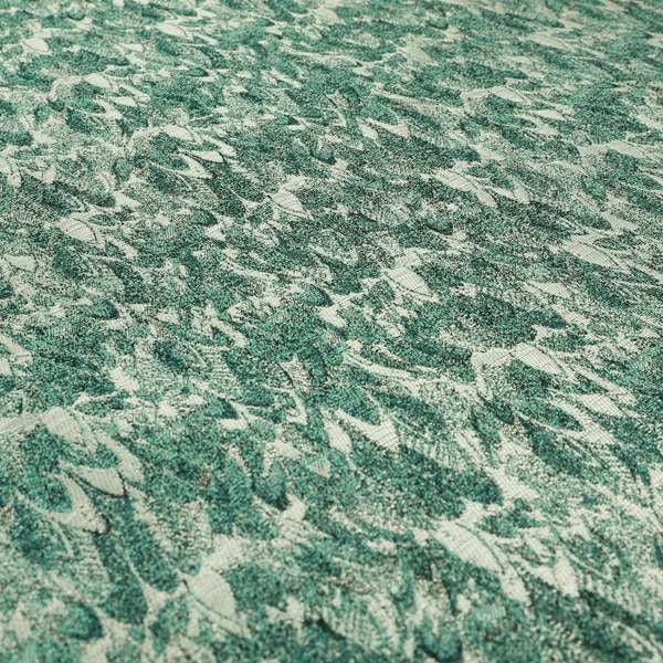 Shine Tone Teal Silver Colour Uniformed Leaf Pattern Chenille Furnishing Upholstery Fabric JO-1100 - Made To Measure Curtains