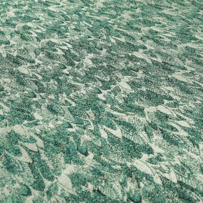 Shine Tone Teal Silver Colour Uniformed Leaf Pattern Chenille Furnishing Upholstery Fabric JO-1100 - Made To Measure Curtains