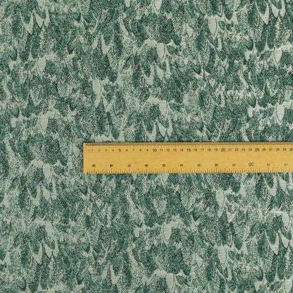 Shine Tone Teal Silver Colour Uniformed Leaf Pattern Chenille Furnishing Upholstery Fabric JO-1100 - Made To Measure Curtains