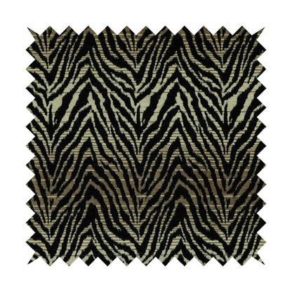 Animal Theme Zebra Jungle Pattern Black Brown Beige Coloured Soft Chenille Textured Upholstery Fabric JO-1102 - Made To Measure Curtains