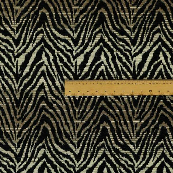 Animal Theme Zebra Jungle Pattern Black Brown Beige Coloured Soft Chenille Textured Upholstery Fabric JO-1102 - Handmade Cushions