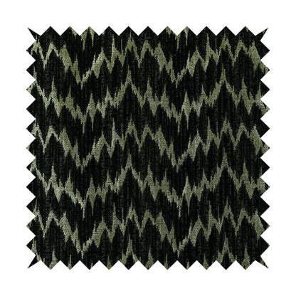 Spike Chevron Pattern In Black Silver Colour Shine Chenille Textured Upholstery Fabric JO-1103 - Made To Measure Curtains