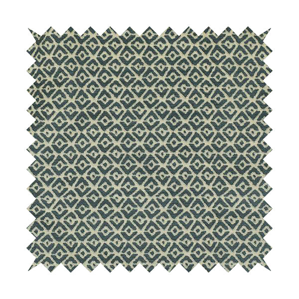 Blue Cream Colour Symmetrical Geometric Pattern Furnishing Upholstery Fabric JO-1104