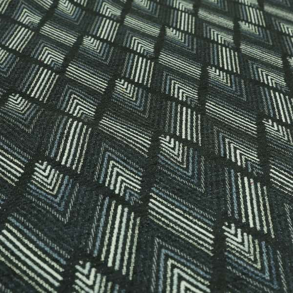 Uniform Geometric Pattern Navy Blue Colour Chenille Upholstery Fabric JO-1105 - Roman Blinds