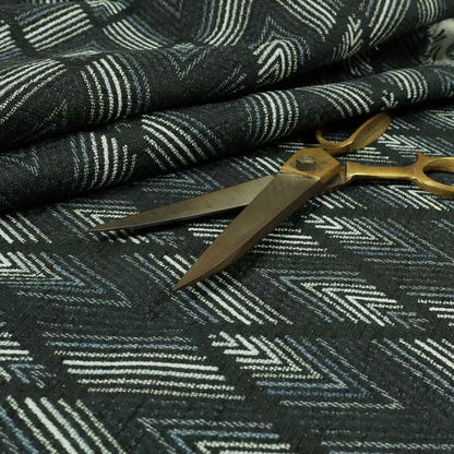 Uniform Geometric Pattern Navy Blue Colour Chenille Upholstery Fabric JO-1105 - Made To Measure Curtains