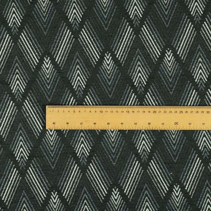 Uniform Geometric Pattern Navy Blue Colour Chenille Upholstery Fabric JO-1105 - Made To Measure Curtains