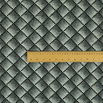 Squared Geometric Pattern Navy Blue Colour Chenille Upholstery Fabric JO-1107 - Roman Blinds