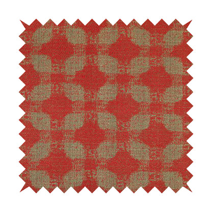Red Pink Colour Medallion Pattern Chenille Upholstery Fabric JO-1111